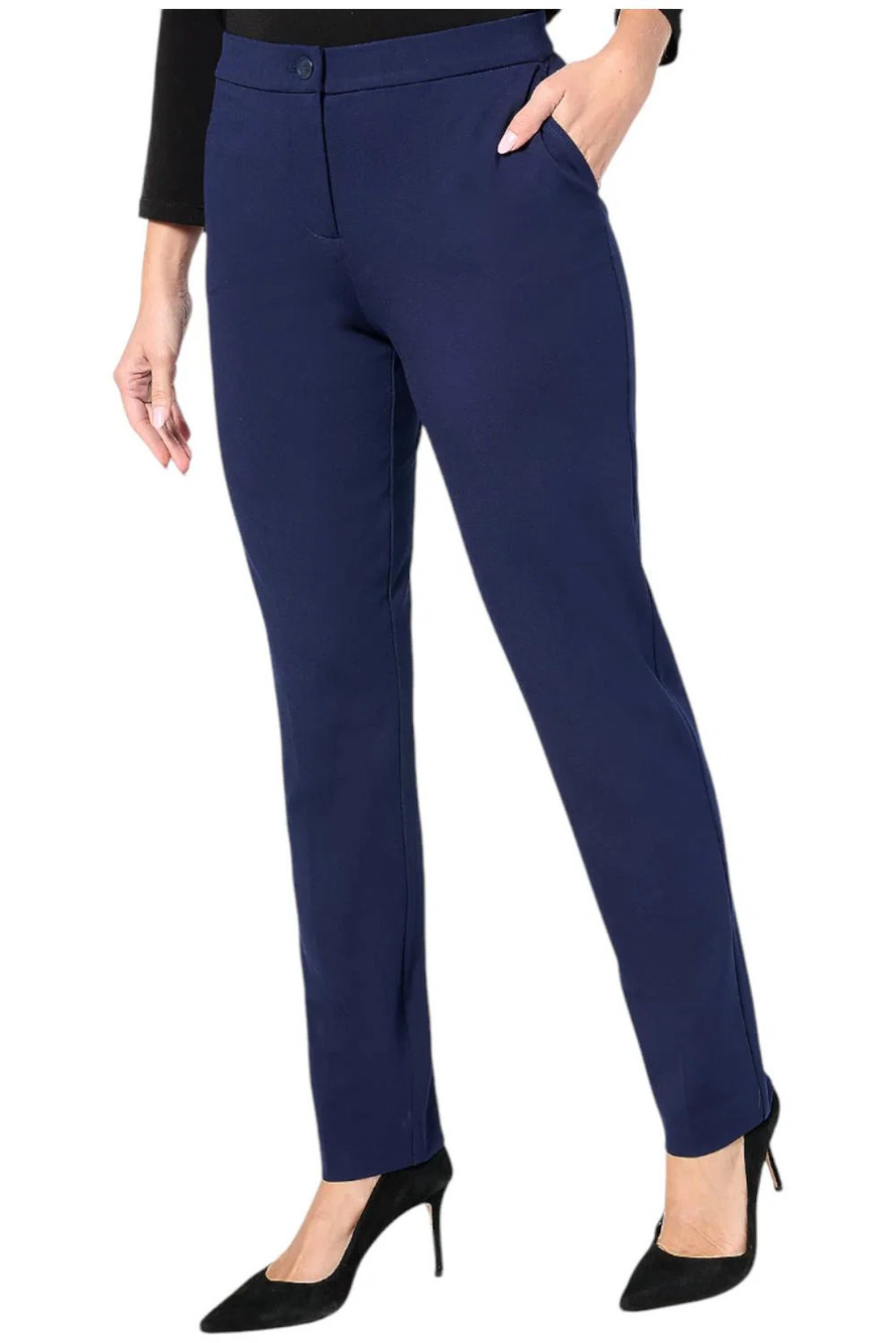 Tailored by Susan Graver Women's Straight Leg Trouser Navy - Regular